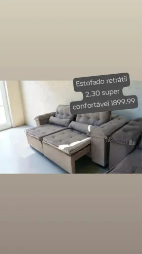 Sofá Retrátil ede 5 Lugares no sued veludo