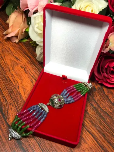 Pulseira de Prata Turca com Pedras Naturais