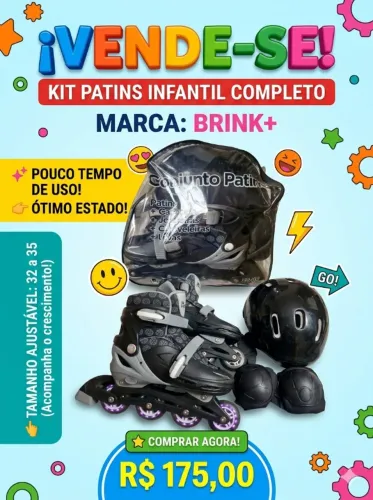 Kit Patins Infantil Completo - Brinq+