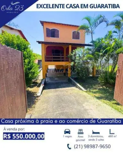 GUARARTIBA, ORLA 23 IMOBILIÁRIA VENDE! EXCELENTE CASA DUPLEX PROXIMA Á PRAIA EM MARICÁ.