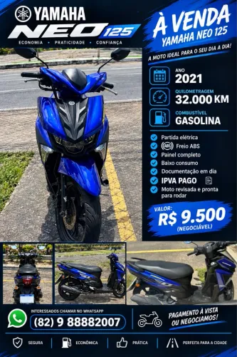 Yamaha Neo 125cc Azul 2021- Conservada, Econômica e Documentada