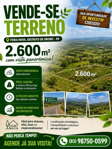 Excelente Terreno à Venda em Feira Nova - Orobó/PE