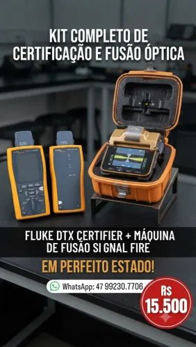 Kit Profissional de Fibra Óptica: Certificador Fluke DTX + Máquina de Fusão Signal Fire 8A