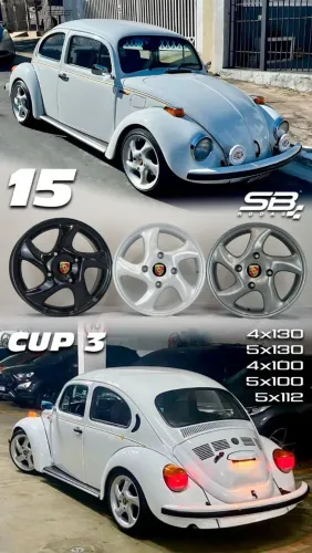 Rodas Volkswagen Fusca Cup 3 Prata 4x130 novas