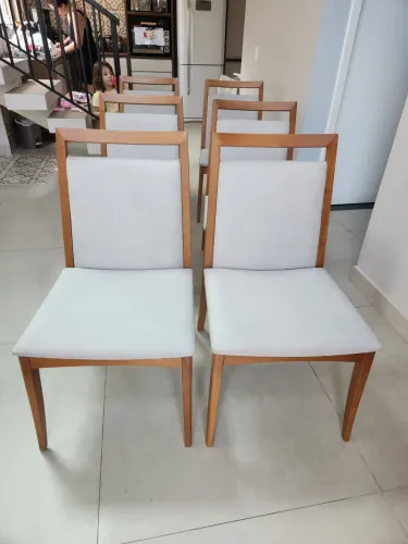 Jogo kit 6 Cadeiras para Mesa Jantar Linho Design Higienizadas