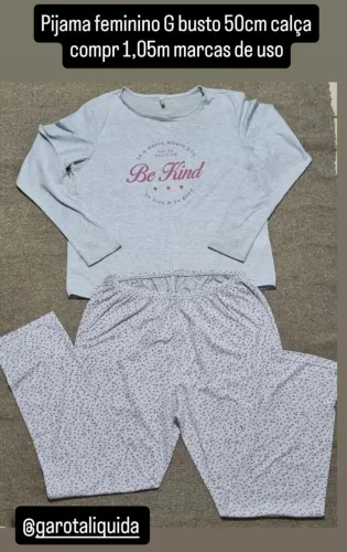 Pijama feminino G busto 50cm calça compr 1,05m marcas de uso