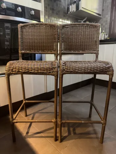 Par de banquetas de vime