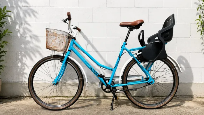 Bicicleta + Cadeirinha Infantil + Pedal de Alumínio + Cesta (Brinde)