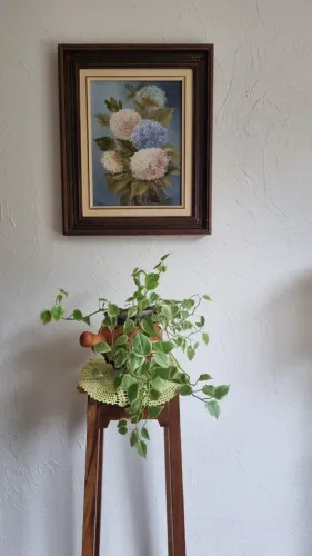 Quadro em Óleo sobre Tela - Arranjo Floral - Linda Moldura de Madeira