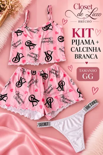 Pijama Baby Doll VS TAM GG + 1 calcinha branca TAM GG