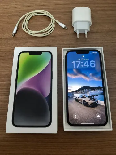 iPhone 14 Preto (128gb) - Ótimo Estado com Caixa e Nota