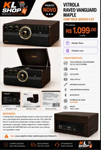 VITROLA RAVELO VANGUARD MAPLE NOVO
