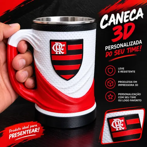 Caneca 500ml 3D flamengo