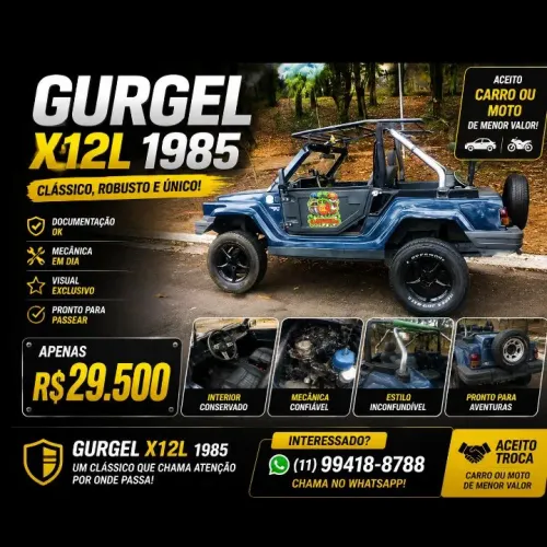 Buggy Gurgel X12L conversível. Por 28k