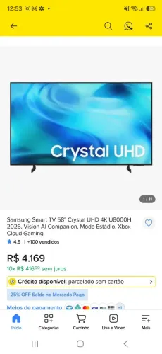 tv 58". Samsung, 4k crystal UHD. Nova, na caixa, garantia 10 meses Samsung.