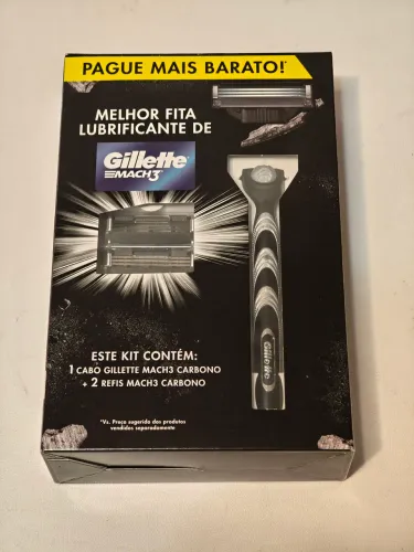Kit Gillette Cabo Mach 3 Carbono + 2 Refis Mach 3 Carbono