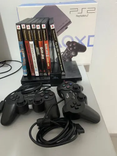 Ps2 + jogos reprô + caixa