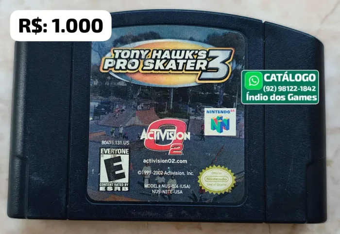 Tony Hawk's Pro Skater 3 = R$: 1.000