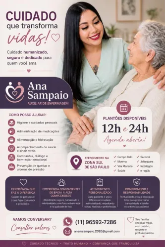 Auxiliar de Enfermagem/ Cuidadora de Idosos