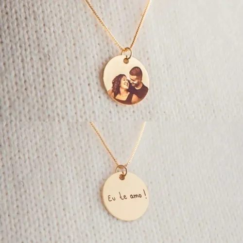 Colar personalizado a laser, banhado a ouro 18k