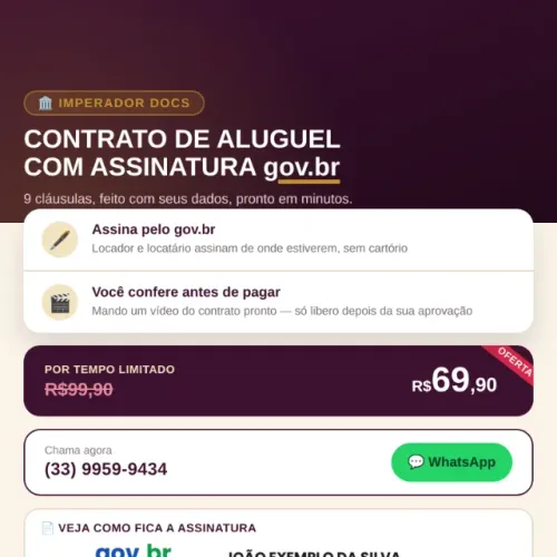 Contrato de Aluguel com Assinatura gov.br - Vídeo de Prova Antes de Pagar
