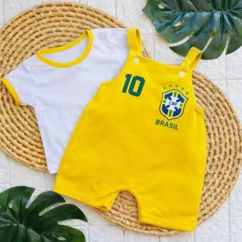 Conjunto Blusa E Macacão Brasil Bebê