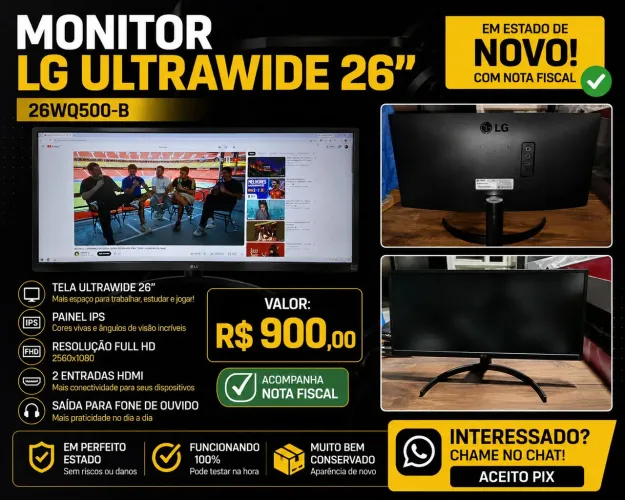 MONITOR LG ULTRAWIDE 26"