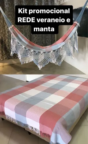 Rede de dormir com manta combinando
