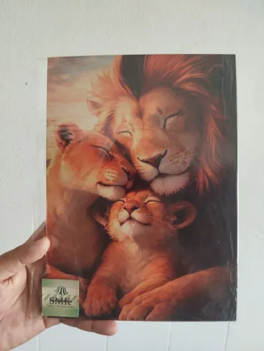 Quadro decorativo leão e família