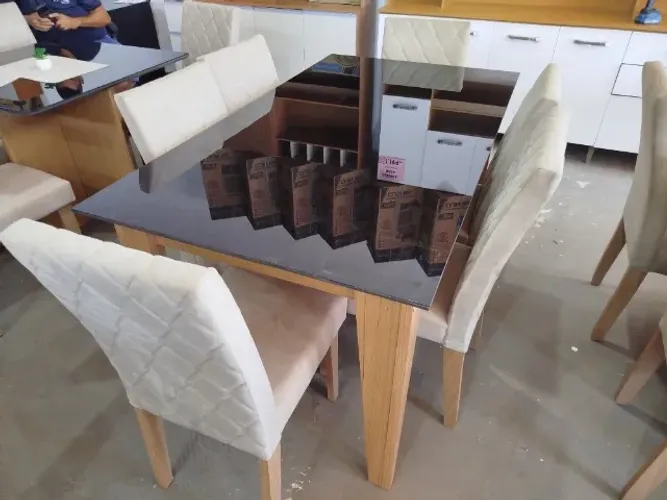 Mesa Nova Tampo MDF Com Vidro Lacado 