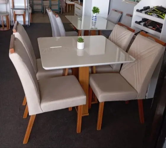 Mesa de Jantar Rubi com 4 Cadeiras Simone 90x90 - Entrega DF e Entorno