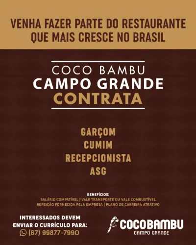 Vagas - Coco Bambu Campo Grande