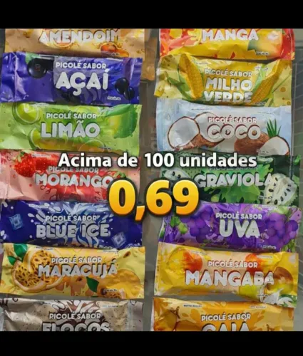 PICOLÉ TROPICAL DE FRUTAS E CREMOSO AO LEITE