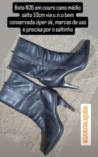 Bota N35 Via Uno cano médio em couro
