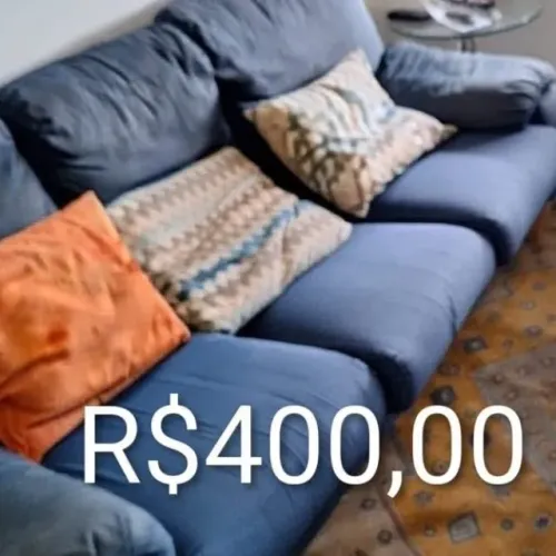 Sofá azul 3 lugares - super confortável!