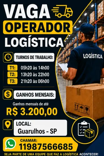 VAGA PARA OPERADOR DE LOGÍSTICA *DIARISTA*