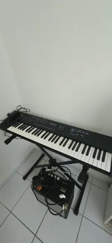 Teclado com suporte e capa + Cubo de baixo Fender