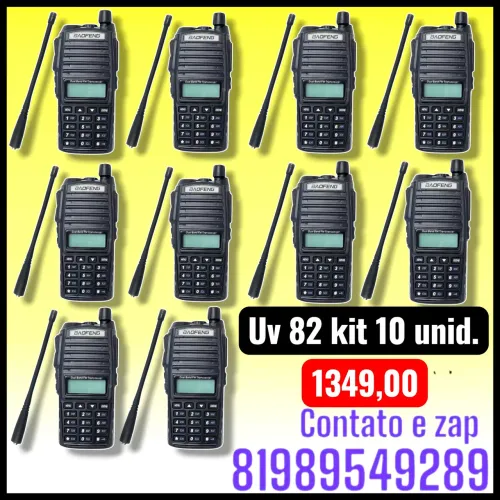 RÁDIO COMUNICADOR BAOFENG UV 82 KIT COM 10 UNIDADES