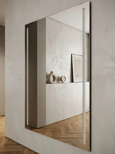 Espelho Vertical Grande com Led e Jateamento Lateral 155x110cm