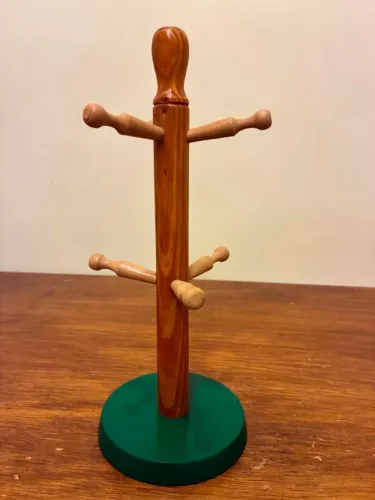Mini Cabideiro De Madeira Maciça Porta Joias Importado Anos 80
