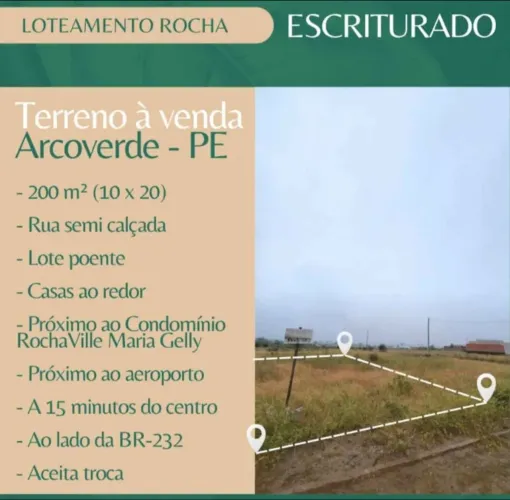 Escriturado - Terreno 10x20m em Arcoverde