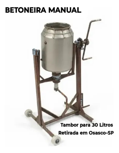 Betoneira Manual Massa Cimento Argamassa Pequena 30 Litros