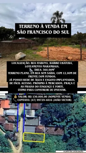 TERRENO PRAIA DE UBATUBA SÃO FRANCISCO DO SUL