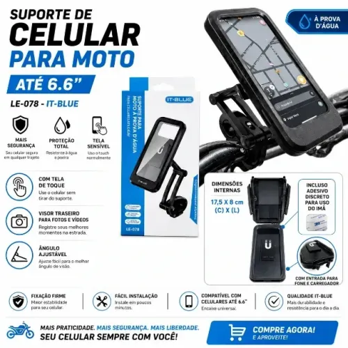 Suporte de Celular LE-078 - It-Blue para Moto até 6.6''
