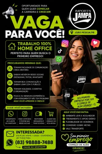 Vaga para atendente (home office) leia a descrição!!!