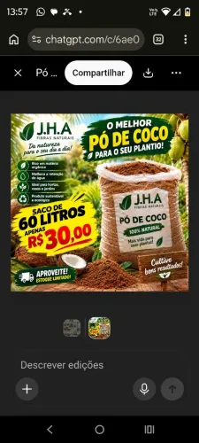 pó de côco para substrato 
