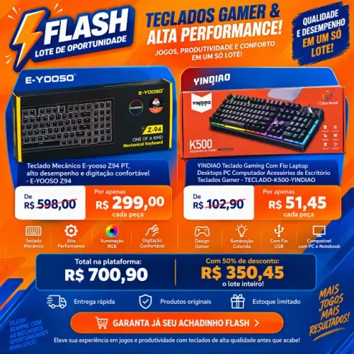 Lote de Oportunidade da Flash - Teclados Gamer & Alta Performance
