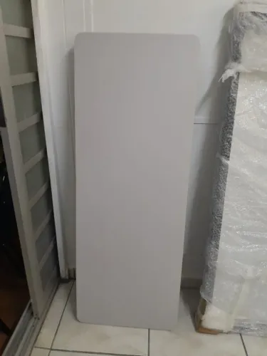 MESA DOBRÁVEl TAMPO CINZA E AÇO PRETO (RETANGULAR)