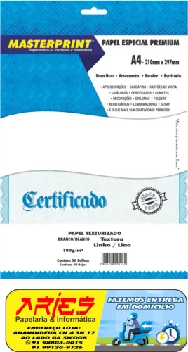 PAPEL TEXTURA LINHO 180G A4 50 FOLHAS MASTERPRINT