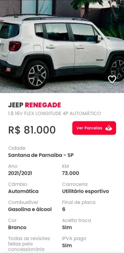 Jeep Renegade Longitude 1.8 4X2 Flex 16V Aut. 2021